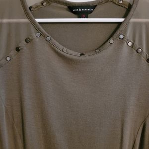 Rock & Replubic military Green  color blouse with mesh in shoulders. Medium